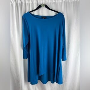 Alfani Blue Hi/Lo Tunic Top with 3/4 Sleeves Plus Size